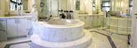 Bathroom Design with White Statuario Marble - Tub lining of radially processed marble parts.jpg